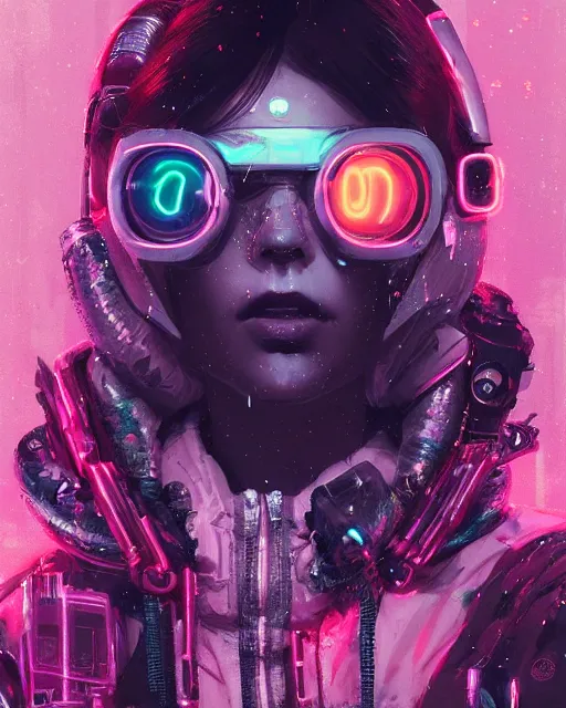 Image similar to detailed portrait neon operator girl, cyberpunk futuristic neon, reflective puffy coat, decorated with traditional japanese ornaments by ismail inceoglu dragan bibin hans thoma greg rutkowski alexandros pyromallis nekro rene maritte illustrated, perfect face, fine details, realistic shaded, fine - face, pretty face