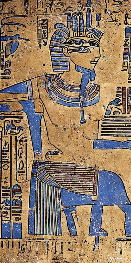 Image similar to egyptian hieroglyph blueprints to a spaceship