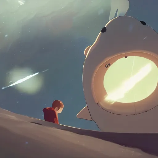 Image similar to baby harp seal fighting aliens in space, year 2 3 0 0, atey ghailan, goro fujita, studio ghibli, rim light, sharp lighting, clear focus, very coherent,