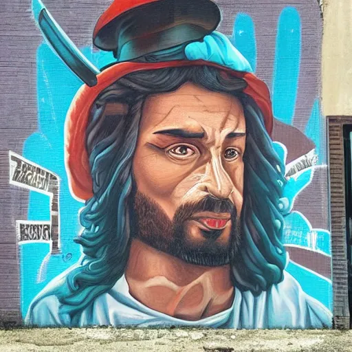 Prompt: street art hip hop gangsta jesus