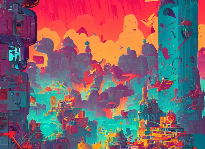 Prompt: graffiti kingdom by android jones and petros afshar, tom whalen, james gilleard