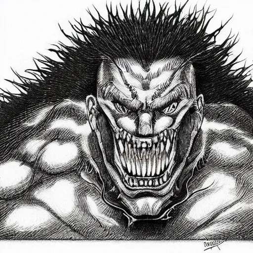 Image similar to a stunning illustration by kentaro miura of a frightening beast