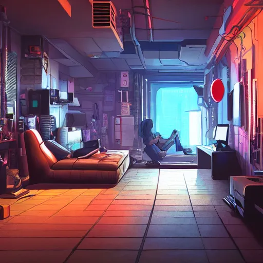 Image similar to the cyberpunk apartment, render, octane, 4k, highly detailed, vivid colors, high definition, by Makoto Shinkai