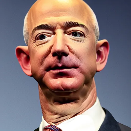 Image similar to jeff bezos with a head of hair, cinematic
