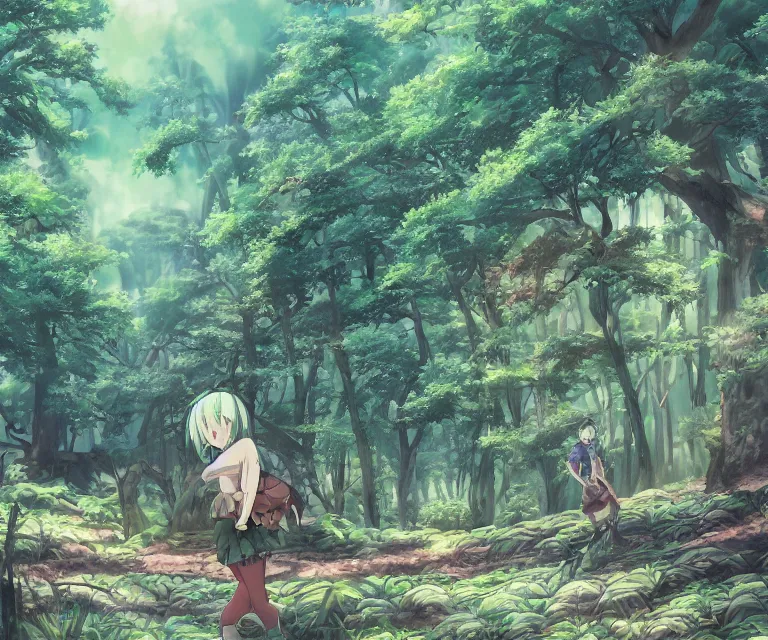 Image similar to beetle in a forest, anime fantasy illustration by tomoyuki yamasaki, kyoto studio, madhouse, ufotable, comixwave films, trending on artstation