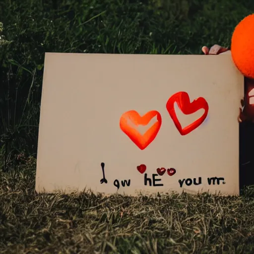 Prompt: cute orange tabby cat holding a sign that says