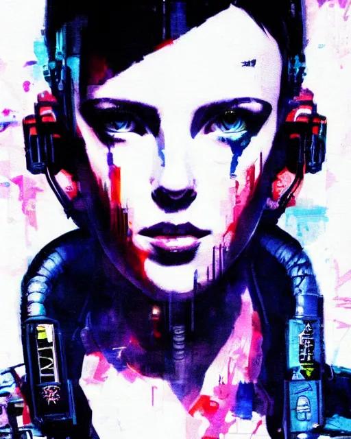 Prompt: portrait of cyberpunk millie bobby brown by yoji shinkawa