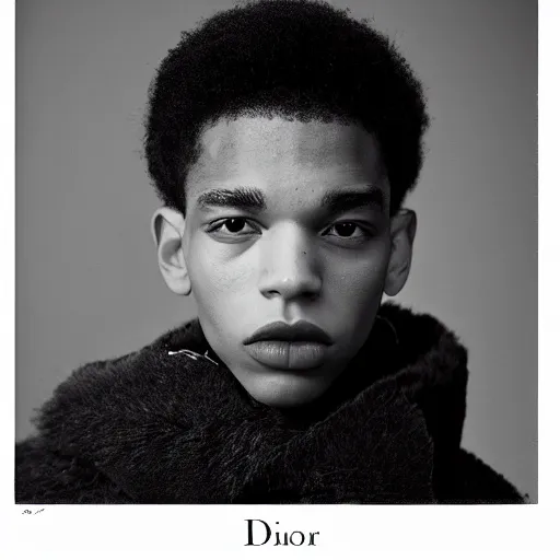 Image similar to realistic photoshoot for a new dior lookbook, color film photography, portrait of a beautiful model, in style of tyler mitchell, 35mm