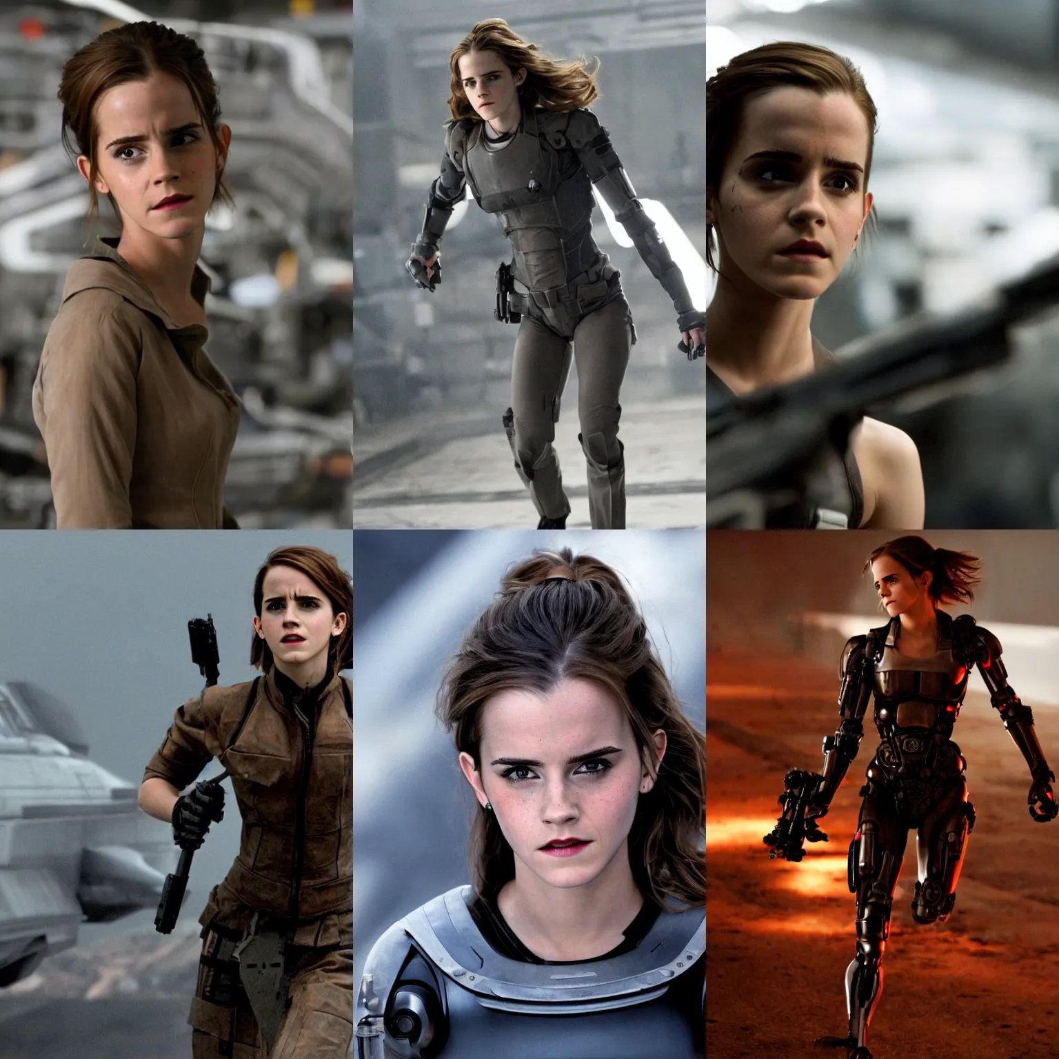 Prompt: a cinematic still of Emma Watson as The T-X . Terminator 3 Rise of The Machines.