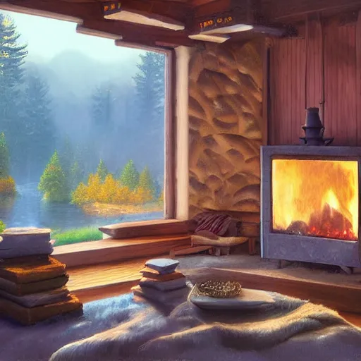 Image similar to cottage inspired by Evgeny Lushpin, Peter Zumthor cinematic