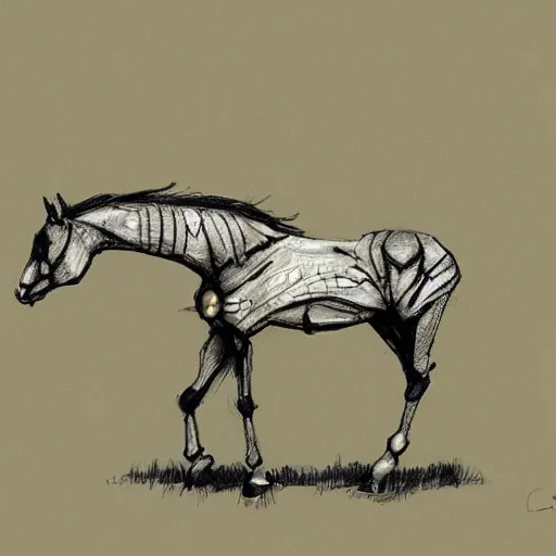 Image similar to a skeleton horse,digital sketch