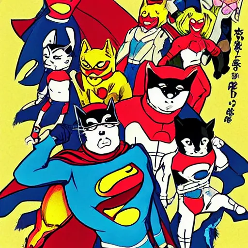 Image similar to superhero shiba inu, 9 0 s anime style by akira kito, by naoya hatakeyama