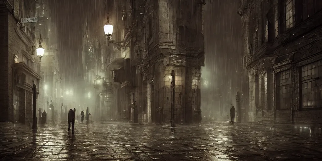 Image similar to a cold and melancholic city in a dark cavern, rainy and gloomy atmosphere, fantasy digital art, octane render, beautiful composition, trending on artstation, award - winning photograph, masterpiece