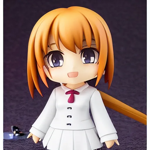 Image similar to character portrait of a singular kawaii chibi in the sytle of kyoto animation, in simple background, nendoroid eyes