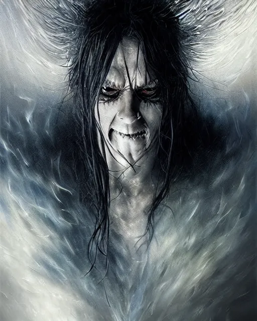 Image similar to evil anime character, award winning photograph, radiant flares, realism, lens flare, intricate, various refining methods, micro macro autofocus, evil realm magic painting vibes, hyperrealistic painting by michael komarck - stephen gammell