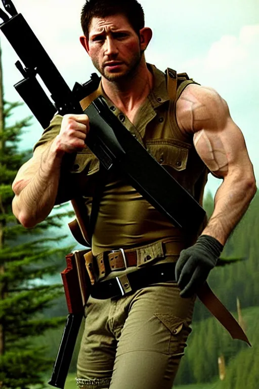 Image similar to chris redfield in rambo ( film series ), realistic photo