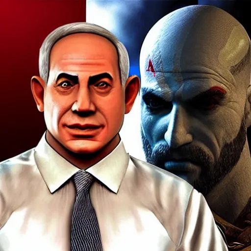 Image similar to benjamin netanyahu!!!!!! as ( kratos ) from god of war