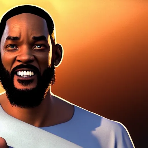 Prompt: jesus meet will smith, cgsociety, artstation, 8 k, dreamworks, hyperdetalied,