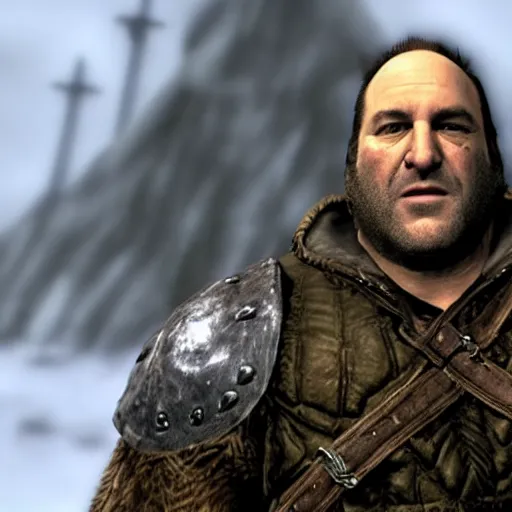 Image similar to james gandolfini as the main character of skyrim