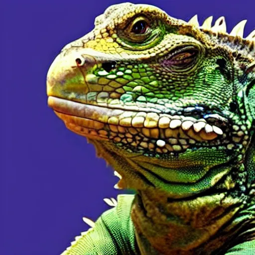 Prompt: a humongous iguana with it's mouth wide open ready to swallow and eat EARTH outside in space