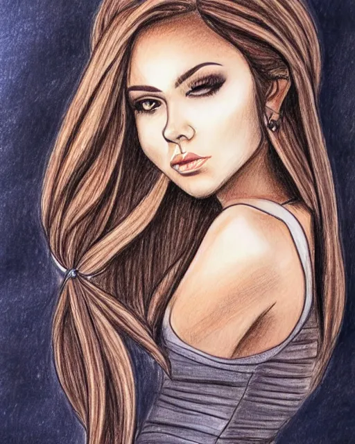 Image similar to awesome drawing of a beautiful girl with signature jet