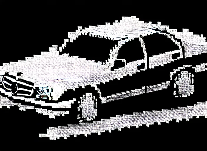 Image similar to burning wrecked mercedes 1 2 4, pixelart, monochrome gameboy, award winning. dramatic. trending on artstation, low resolution sync