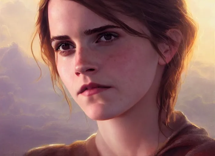 Image similar to emma watson the real god, watching the earth. epic cinematic hyperrealism masterpiece. realistic poster with shaded lighting by craig mallismo, artgerm, jeremy lipkin and michael garmash, unreal engine, radiant light, detailed and complex environment, octane photoreal 3 d render, art station trends