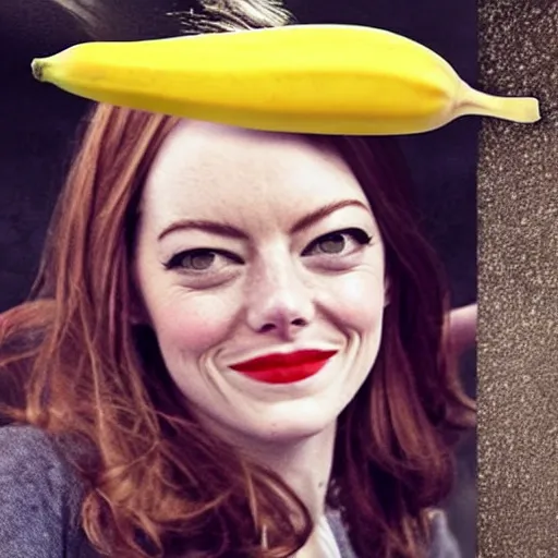 Prompt: a banana looks like emma stone, dark humor, dalle 2 reference