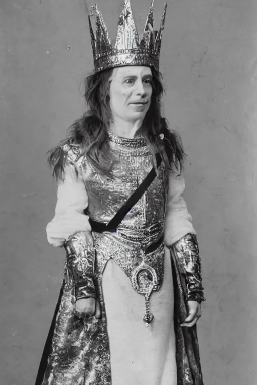 Image similar to a woman dressed as a male king