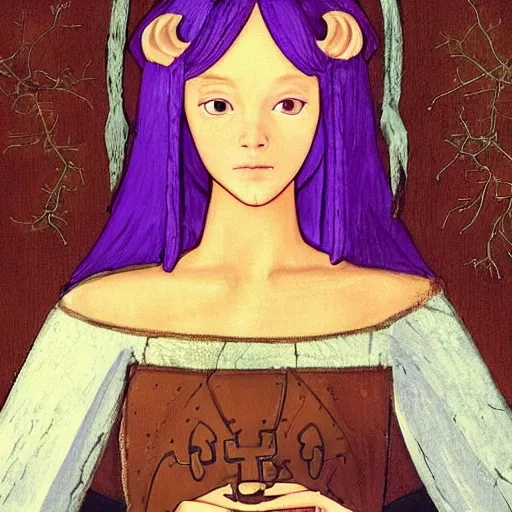 Image similar to a medieval portrait masterpiece of a cute and pretty catgirl, highly detailed and symmetrical, beautiful composition and lightning, gorgeous colour palette