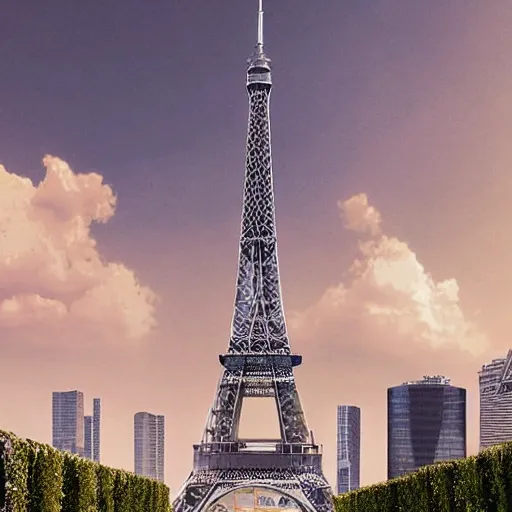 Prompt: paris in the year 2 0 7 1. realistic, crisp colors, highly detailed, sci - fi, futurist, solarpunk, photography of paris landscape with crazy skyscrapers, rockets and a lot of trees