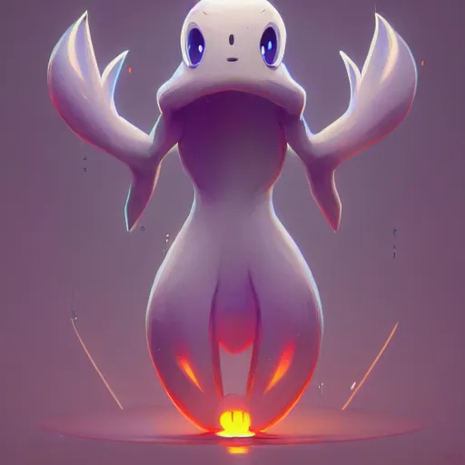 Image similar to a cute ghost type pokemon:: by beeple and James Gilleard and Justin Gerard :: ornate, dynamic, particulate, intricate, elegant, highly detailed, centered, artstation, smooth, sharp focus, octane render, 3