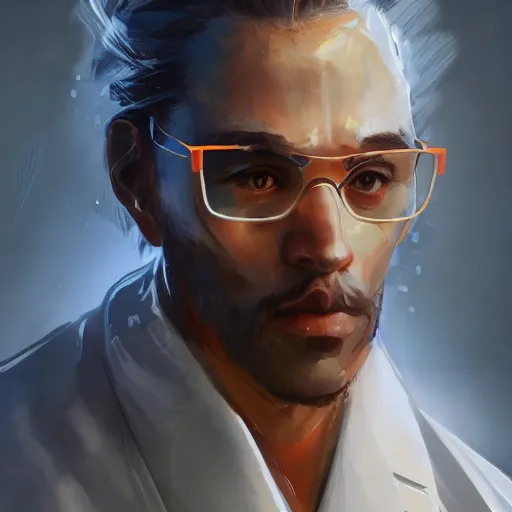 Image similar to concept art of scientist by jama jurabaev, portrait, scifi, extremely detailed, trending on artstation, high quality, brush stroke