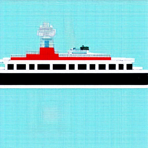 Prompt: a ferry at the sea, pixel art