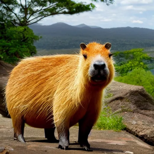 Prompt: Capybara as king of the world wearing a big crown, 4K, UHD, picture