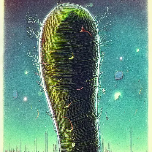 Image similar to rotifer undying councilor, in the style of patrick woodroffe and john harris and david mattingly, trending on artstation, psychedelic lighting side view brutalism, tintype, retrowave, studio ghibli, etching