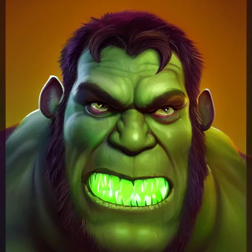 Image similar to Portrait of John Cena as a warcraft orc, green skin, big fangs, mattepainting concept Blizzard pixar maya engine on stylized background splash comics global illumination lighting artstation lois van baarle, ilya kuvshinov, rossdraws