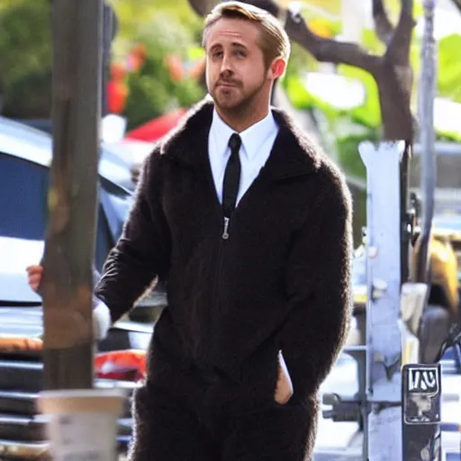 Image similar to ryan gosling in a cat costume