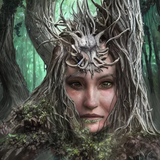 Image similar to a highly detailed portrait of a humanoid fantasy creature in a fantasy forest concept art