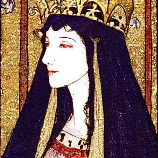 Prompt: beautiful young medieval queen by edmund du lac