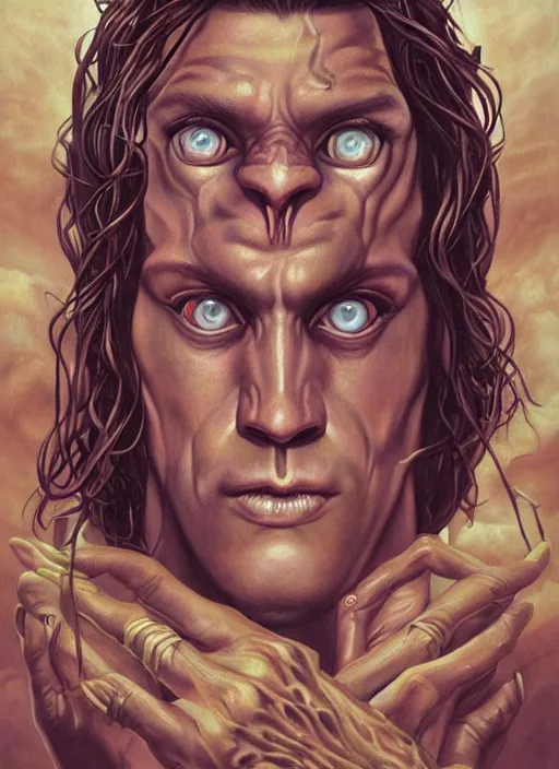 Prompt: lovecraft lovecraftian portrait of tarzan, pixar style, by tristan eaton stanley artgerm and tom bagshaw, dali