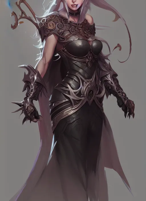 Image similar to dark sorceress,, wide angle view, fullbody view, highly detailed, qichao wang, artgerm, cushart krenz, zeronis, trending on artstation, soft light, sharp edges, illustration, character design, concept art