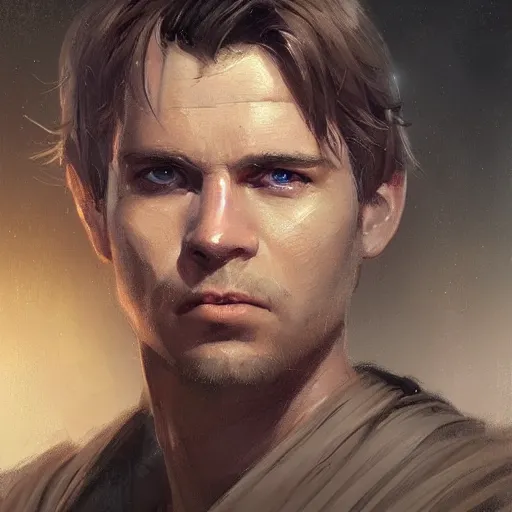 Prompt: portrait of a man by greg rutkowski, old jedi master ben skywalker, star wars expanded universe, he is about 5 0 years old, highly detailed portrait, digital painting, artstation, concept art, smooth, sharp foccus ilustration, artstation hq