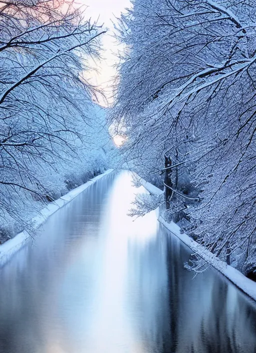 Image similar to beautiful winter season photography trees and river award winning cinematography