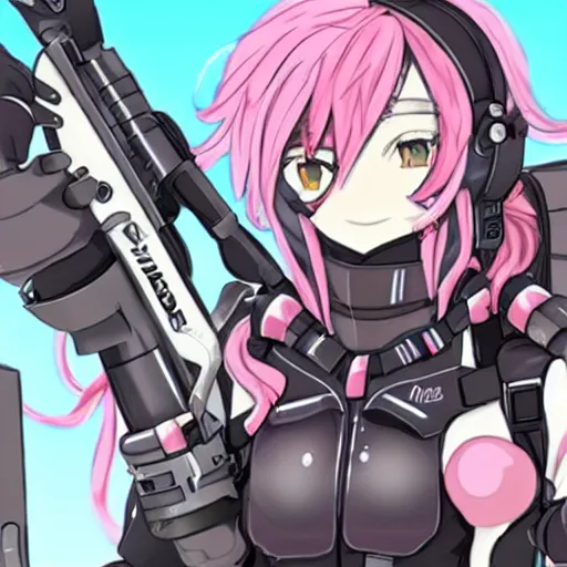 Image similar to astolfo in jetstream sam's exosuit