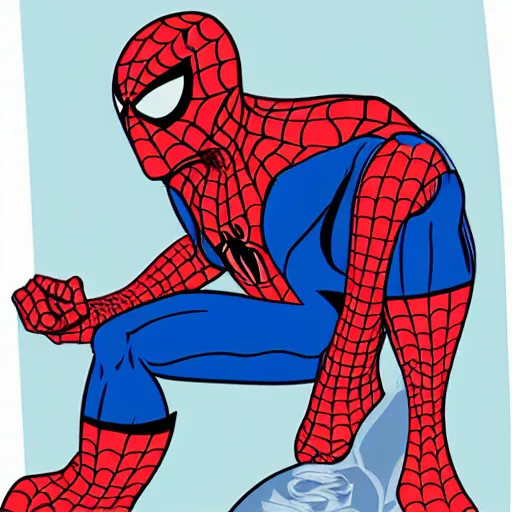 Image similar to cartoon drawing of spiderman taking medicine