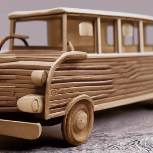 Image similar to a wooden mbw car, realistic