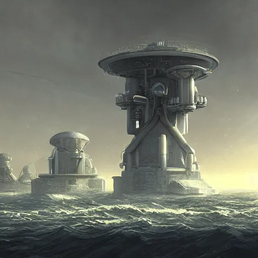 Prompt: Neptune land base station designed by Bryen Frost in the style of James Gurney , 8k resolution beautiful dark ambient realism , matte painting Unreal Engine