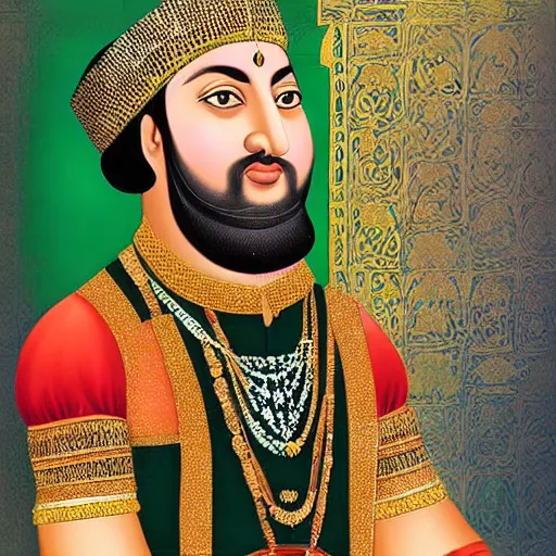 Prompt: mughal emperor akbar in real life, photograph, colorized