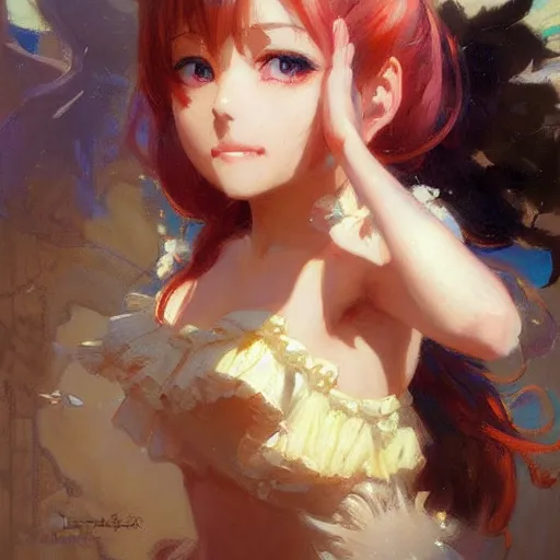 Image similar to cute anime girl portraits, chibi art, anime, painting by gaston bussiere, craig mullins, j. c. leyendecker